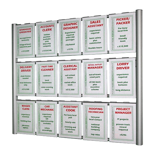 Wall ladder display with 15 x poster pockets